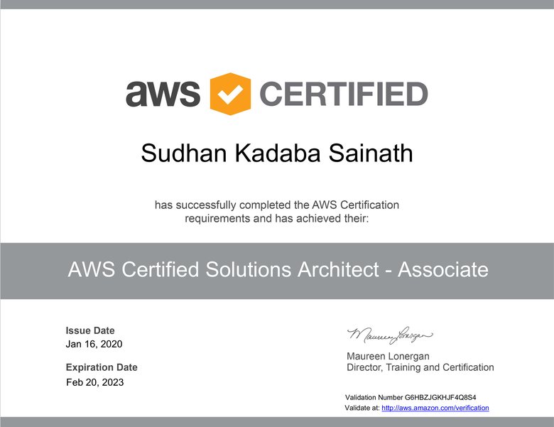 AWS Certified Solutions Architect - Associate.