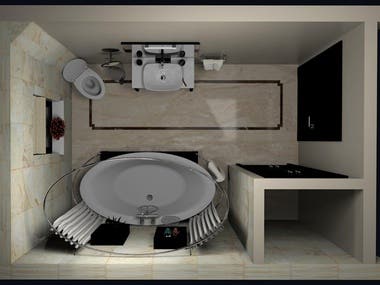Layout and interior design of the Bathroom.