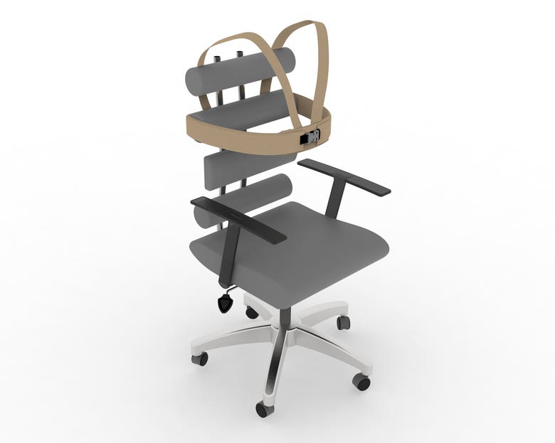 Desk chair with additional support on sides of rib cage
