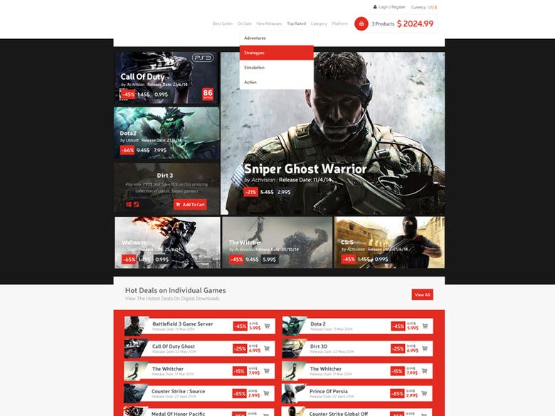 Online Gaming Store Web Design