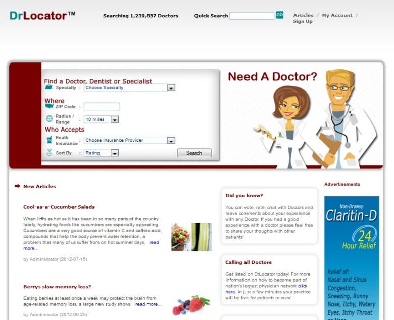 DrLocator - A Portal for Doctors