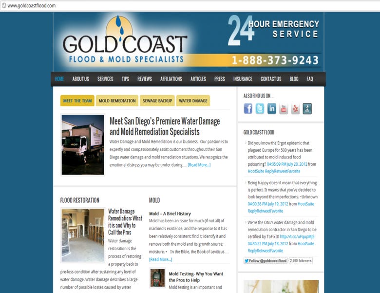 Gold Coast Flood & Mold Specialist WordPress Site