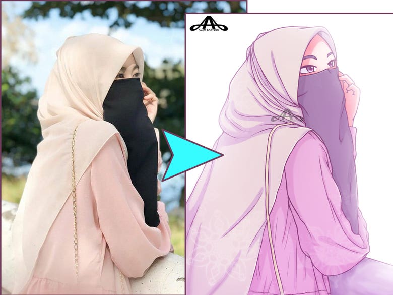 I will draw muslim girl in anime style | Freelancer