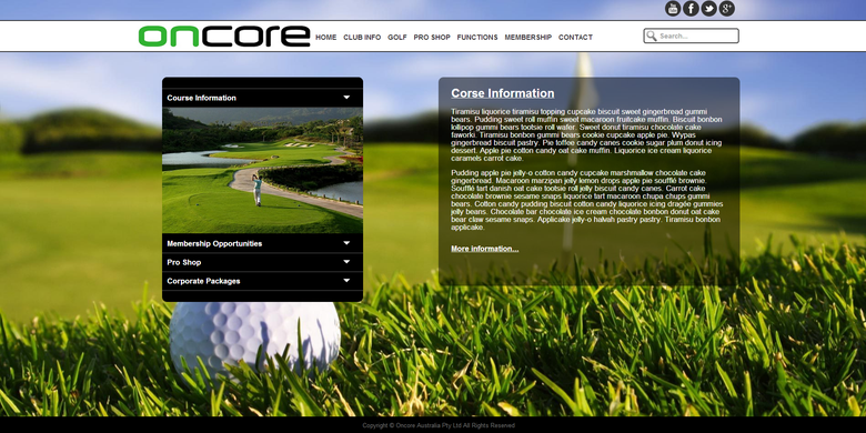 Golf Course Website Mockup