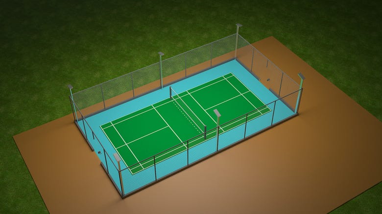 Badminton Court 3D Render View