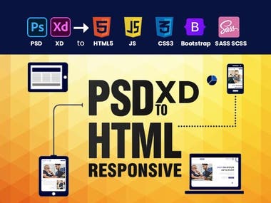 PSD,XD to HTML5, CSS3, bootstrap,SASS SCSS