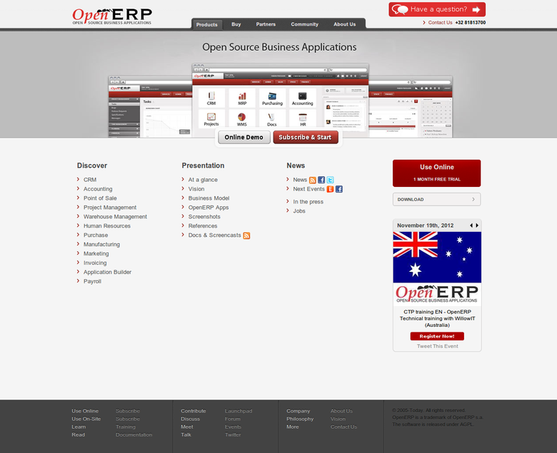 OpenERP Homepage
