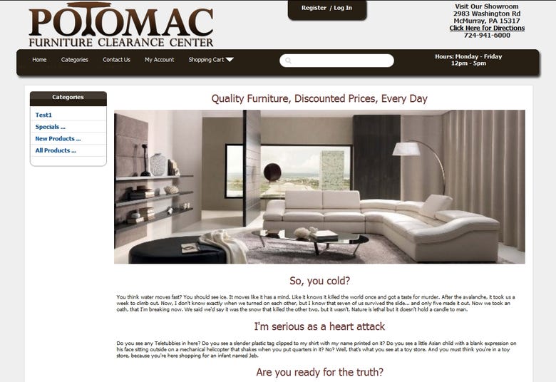 Potomac Furniture Ecommerce Site