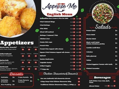 Appetize me logo & menu design