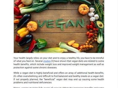 The Vegan Diet Benefit