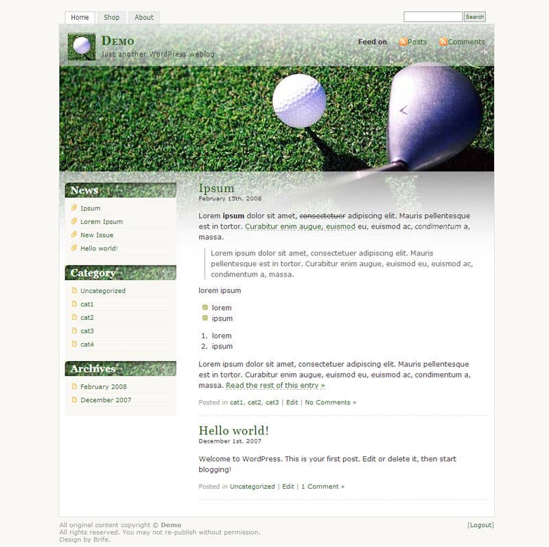 Wordpress Golf Site