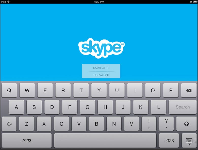 Skype iPad Application Prototypes/Wireframes