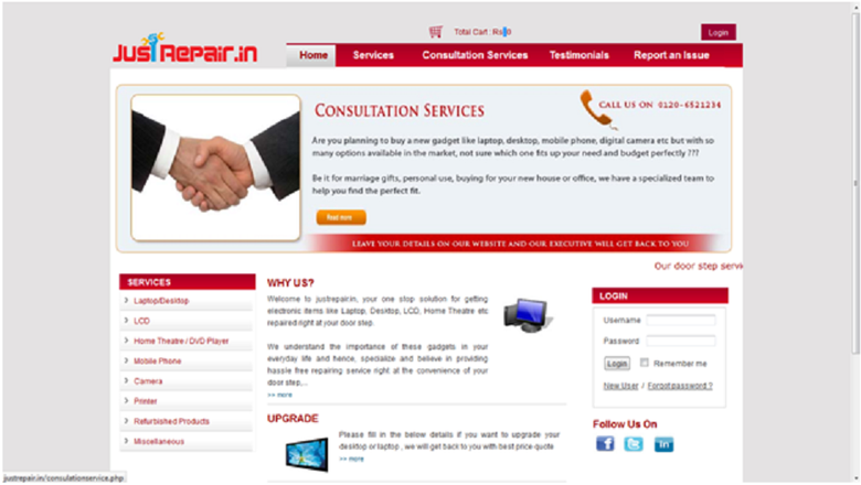 justrepair.in is the online computers Plan selling and manag