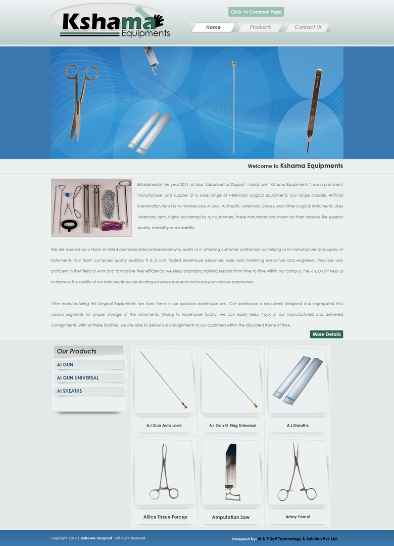 Website Design: Kshama Equipments
