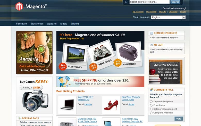 Magento e-commerce videos and demonstration websites