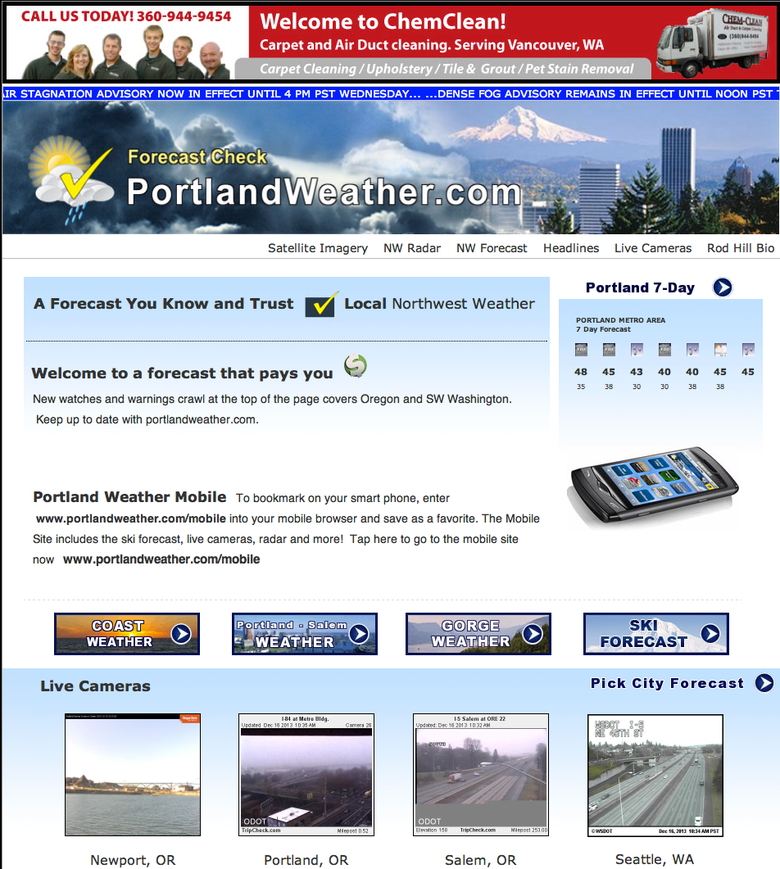 portlandweather.com website development - website management
