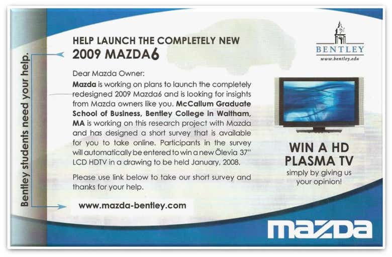 Mazda Survey Postcard Direct Mail Design