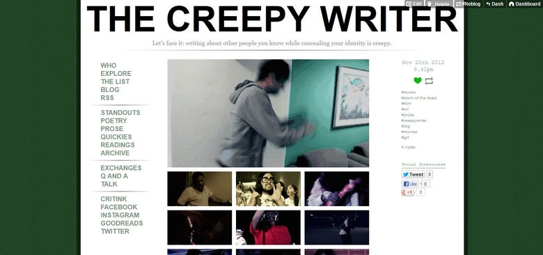 The Creepy Writer Tumblr Blog Design