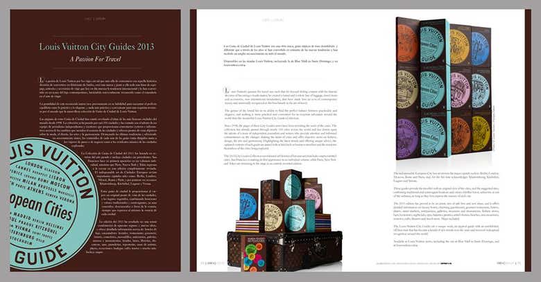Editorial design: Louis Vuitton magazine interior pages.