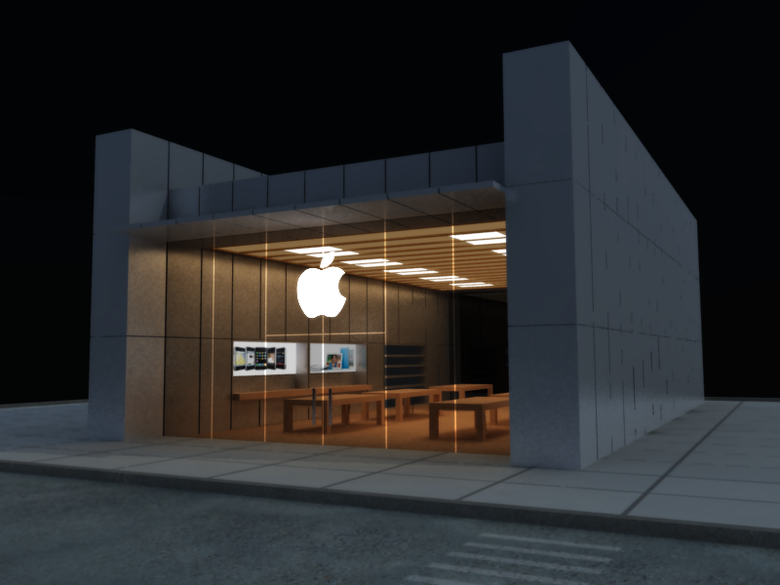 3d Apple Shop Commercial Building Store Project