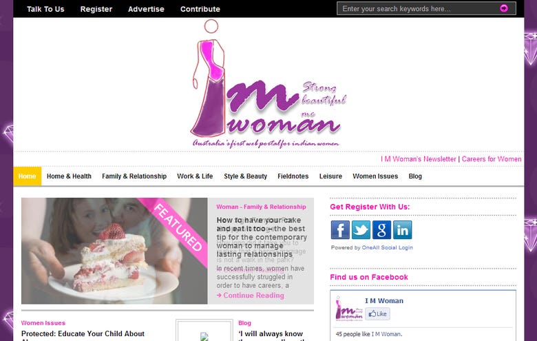 I M Woman, Wordpress Based Weekly Magazine Website