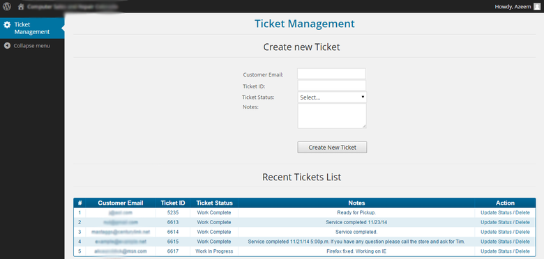 Ticket Management - Wordpress Plugin