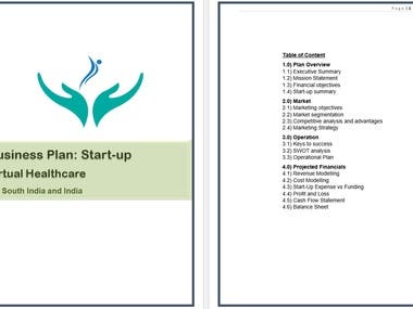 Business plan for Virtual Healthcare startup