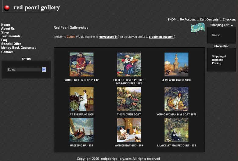 Red Pearl Gallery Website