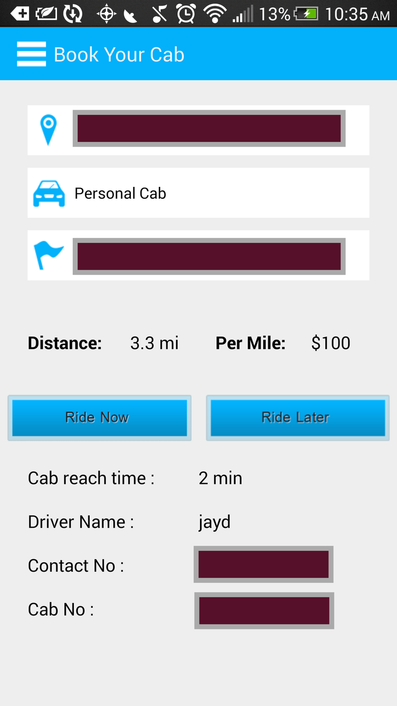 Taxi Booking App for Android and iPhone