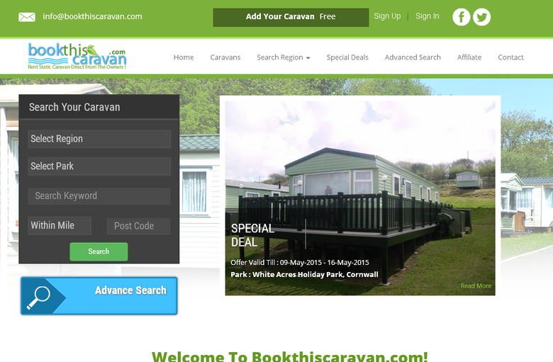 Caravan listing web site