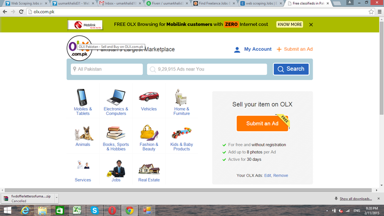 Ads Scraping from OLX and Criaglist