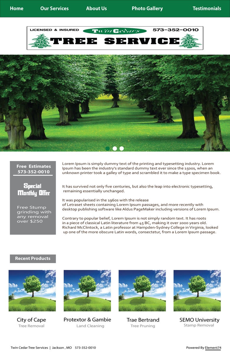 website design for a green website