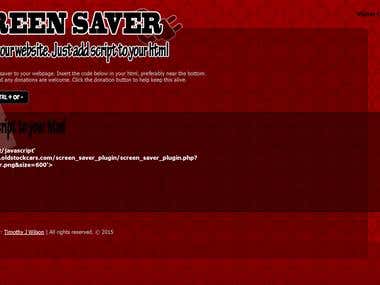 Webpage Screen Saver Javascript Plugin