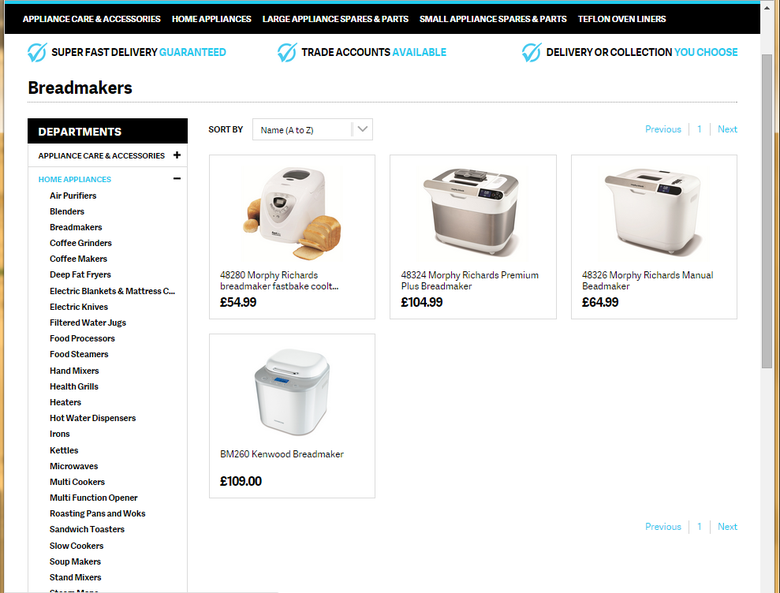 Adding products to essexappliancespares