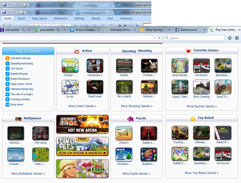 Download 600 online games to a word press
