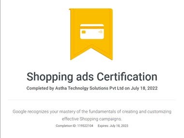 Shopping Ads Certificate