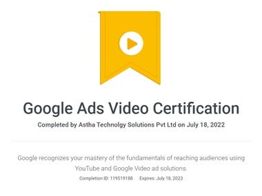 Google Ads Video Certificate