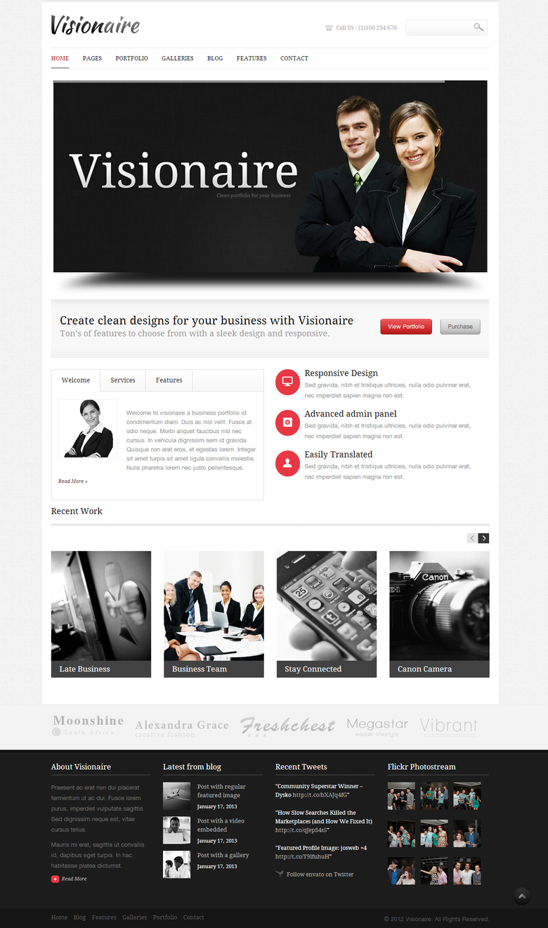 Visionaire – Responsive Business WordPress Theme