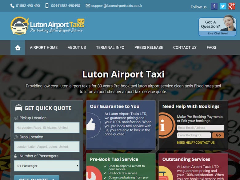 Website Design for Luton Taxi Company