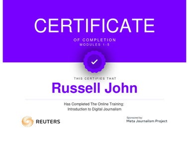 Reuters Digital Journalism Certified