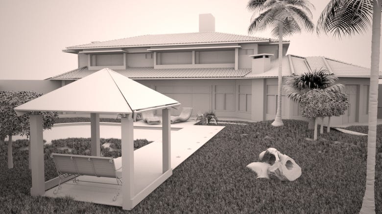 3D Model - House with backyard