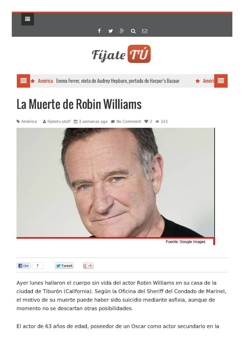 La muerte de Robin Williams
