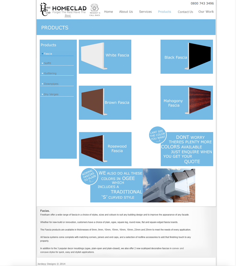 Fascias page of a website i just finished