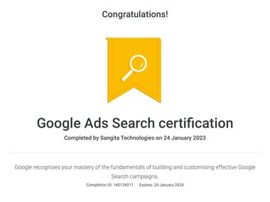 Google ads search certification