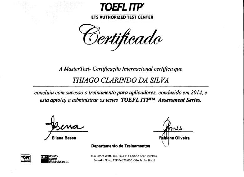 TOEFL Proctor Certificate