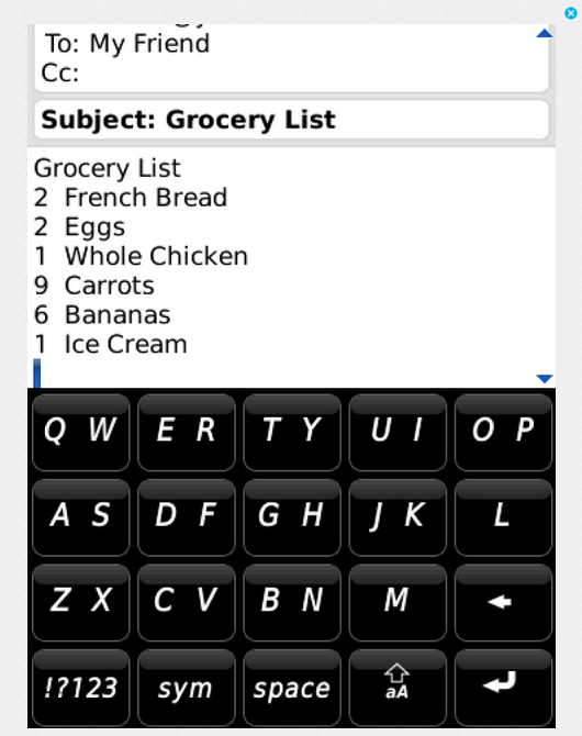 BlackBerry - My Grocery List