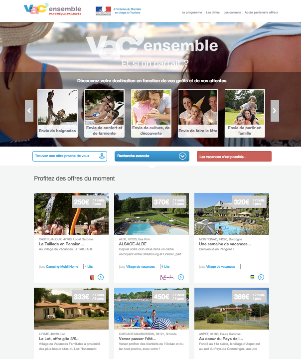 Tourism Leisure website Management (French) - Cheque Vacance