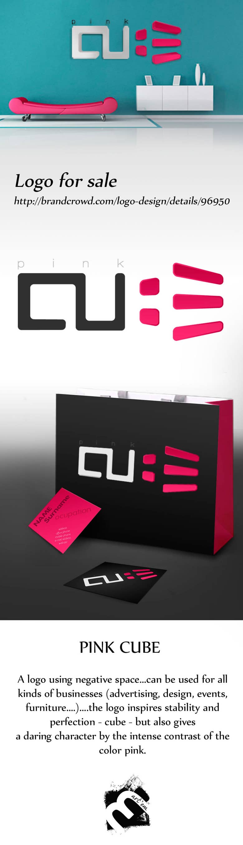 Branding for sale - Pink Cube