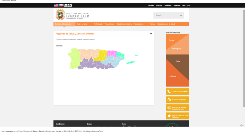 Department of Health of Puerto Rico\'s Public Website