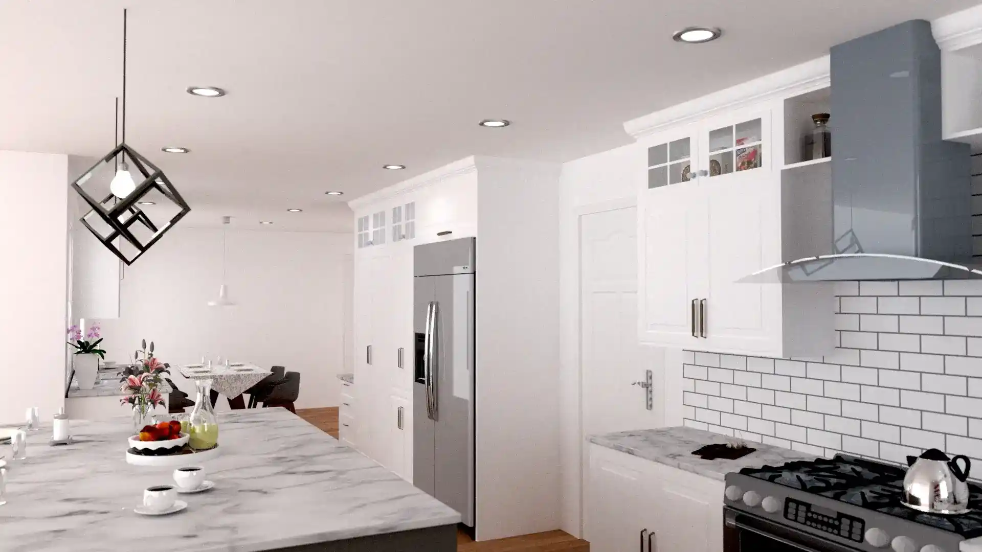 3D interior design of kitchens